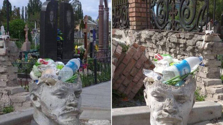 На Днепропетровщине гоголву памятника Ленину используют как урну